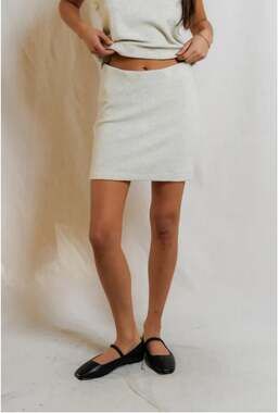 NWT PERFECTWHITETEE emery loop terry mini skirt in oatmeal sz. XS